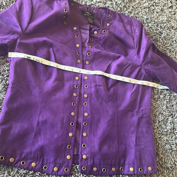 Trenz Purple Faux Suede Studded Open Front Jacket Size Medium - Picture 9 of 10